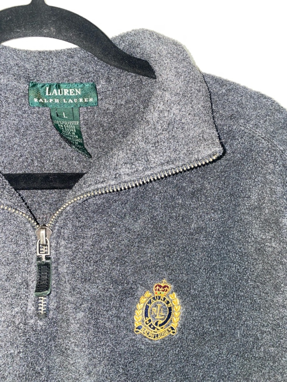 🛍️ Lauren Ralph Lauren Men's Gray Logo Emblem Fleece 1/4 Zip! - Picture 2 of 9